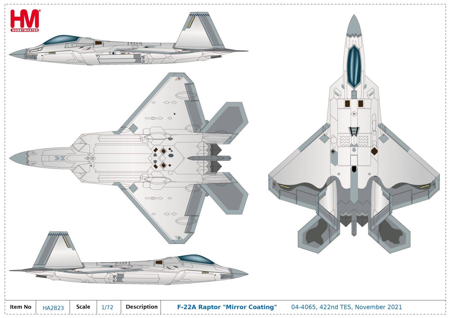 ホビーマスター　F-22A \"ミラーコーティング\" Lockheed F-22A Raptor, USAF 422nd TES, 